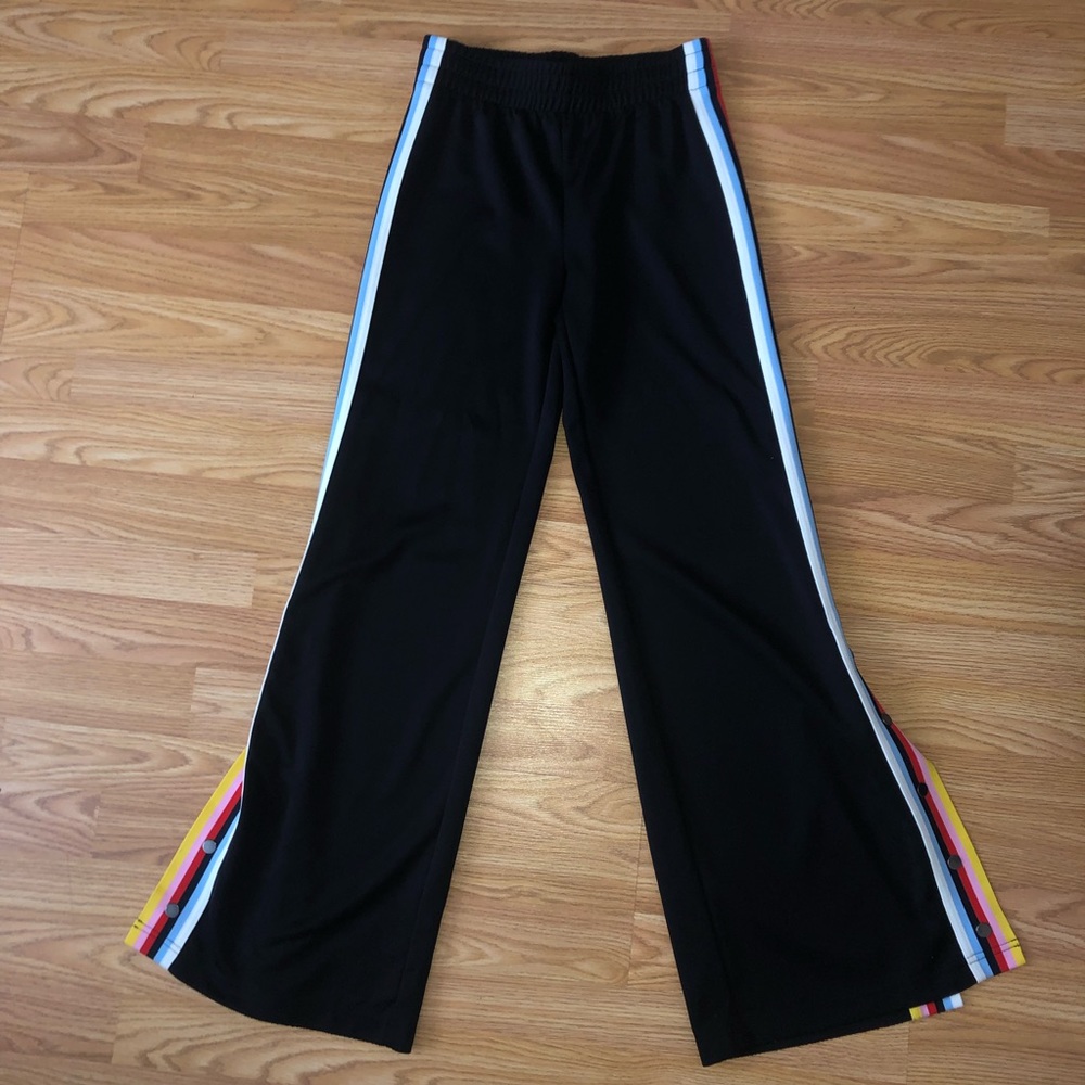 Express rainbow strip snap track pants. Size XS.
